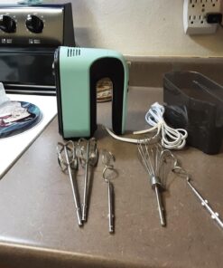 Yomelo 9-Speed Digital Hand Mixer Electric, 400W DC Motor with Snap-On Storage Case, Touch Button, Turbo Boost, 5 Stainless Steel Baking Handheld Accessories, Flat Beaters, Dough Hooks, Whisk (Ice Blue) Ice Blue 30 71OB8TI6B8L 1