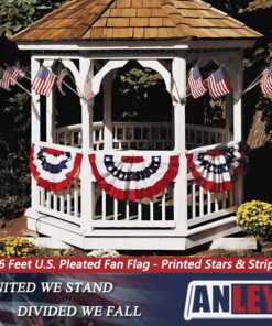 Anley USA Pleated Fan Flag, 3x6 Feet American US Bunting Flags Patriotic Stars & Stripes - Sharp Color and Fade Resistant - Canvas Header and Brass Grommets - United States 3 x 6 Feet Half Fan Banner 3x6 Ft 1pc 21 71OD qykHZL