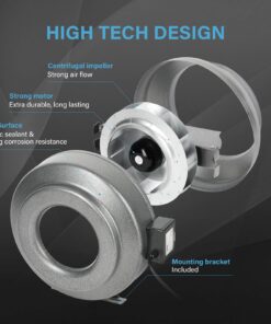 iPower GLFANXINLINE8 8 Inch 750 CFM Inline Duct Ventilation HVAC Exhaust Blower for Grow Tent, Grounded Power Cord, 8" Fan, Grey 16 71OD6Rhj4GL