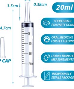 Alternative view of 20ml Plastic Syringe for Liquids, Oral, Scientific Labs, Measuring, Dispensing, with Cap- 10 Pack 20ml Syringes 20 ml