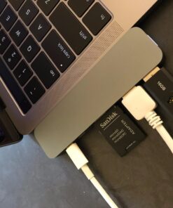 HyperDrive USB C Hub, Hyper Duo 7-in-2 USB C Adapter - MacBook Pro Adapter with Magnetic Grip, 4K HDMI, USB-C 40Gbps 100W PD, 3.1 USB-A, MicroSD/SD - Space Gray 48 71OE6CCfCCL