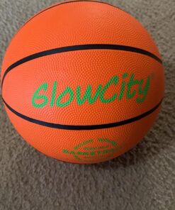GlowCity Glow in The Dark Basketball for Teen Boy - Glowing Red Basket Ball, Light Up LED Toy for Night Ball Games - Sports Stuff & Gadgets for Kids Age 8 Years Old and Up Rubber (No Pump) 34 71OEjS6uswL
