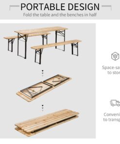 Outsunny 6' Portable Picnic Table and Bench Set, Outdoor Wooden Folding Camping Dining Table Set for Patio Garden Outdoor Activities 23 71OEy4J1e6L 1