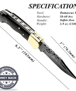 Best.Buy.Damascus1 Pocket knife Buffalo Horn Damascus knife, Pocket Knife For Men, 4pcs Knife Set, Folding Knife, With knife Sharpeners, Premium Quality gifts for men Black 32 71OFPSj7jQL