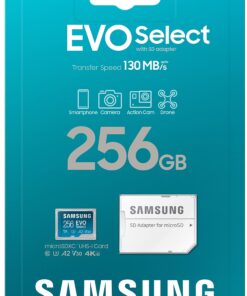 SAMSUNG EVO Select Micro SD-Memory-Card + Adapter, 256GB microSDXC 130MB/s Full HD & 4K UHD, UHS-I, U3, A2, V30, Expanded Storage for Android Smartphones, Tablets, Nintendo-Switch (MB-ME256KA/AM) 24 71OHHkhWcUL