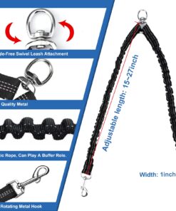 Pet Dog Double Leashes - No Tangle Dog Leash Coupler, Comfortable Shock Absorbing Reflective Bungee Lead for Nighttime Safety, Dual Dog Training Leash for Small, Medium & Large Dogs (Black) 17 71OHTO5oDPL
