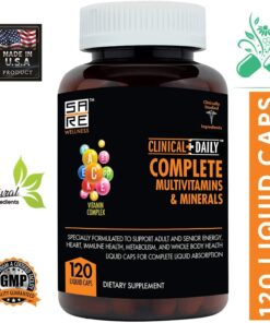 Clinical Daily Complete Whole Food Multivitamin Supplement for Women & Men - Complete Liquid Vitamin Absorption! 42 Superfood Fruits Vegetables - Young Adult to Senior - 120 Liquid Capsules 120 Count (Pack of 1) 12 71OILLf91YL