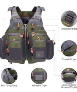 Lixada Fly Fishing Vest Fishing Jacket Breathable Polyester Mesh Design Fishing Vest Green 13 71OIXf6nGqL