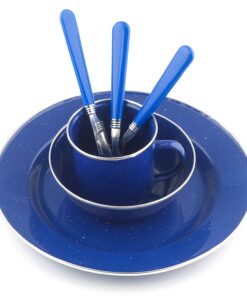 Stansport 24-Piece Enamel Camping Tableware Set Blue 27 71OIdrrQuL
