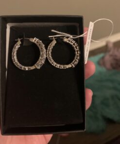 Amazon Collection Platinum or Gold-Plated Sterling Silver Infinite Elements Zirconia Graduated Hoop Earrings, 1" Diameter 10 71OJJkzLxqL