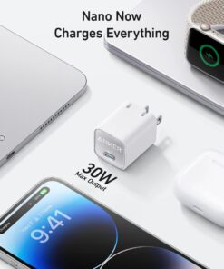 USB C GaN Charger 30W, Anker 511 Charger (Nano 3), PIQ 3.0 Foldable PPS Fast Charger for iPhone 15/15 Pro/14/14 Pro Max/13, Galaxy, iPad (Cable Not Included) - Aurora White 19 71OLXR6AodL