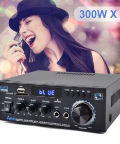 Stereo Audio Amplifier Receiver, 300Wx2 Home Dual Channel Bluetooth 5.0 Sound Speaker AMP, Home Amplifiers FM Radio, USB, SD Card, with Remote Control Home Theater Audio Stereo System Components 18 71OLkE7inCL
