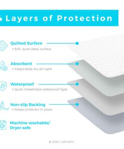 Linenspa 34" x 52" Skid Resistant Waterproof Sheet and Mattress Protector Pad-Highly Absorbent-Machine Washable-Quilted, White 34" x 52" 15 71OLurt8IeL