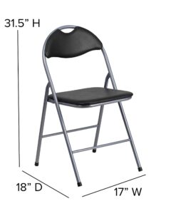 Flash Furniture HERCULES Series Black Vinyl Metal Folding Chair with Carrying Handle 1 Pack 10 71OMiJFnoML
