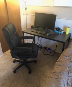 Amazon Basics Classic Office Desk Computer Chair - Adjustable, Swiveling, Ultra-Soft Microfiber, Lumbar Support, 28"D x 25"W x 43.5"H, Black 41 71ONeD5hP0L