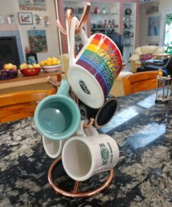 Spectrum Diversified Euro 6 Holder, Countertop Mug Tree, Mugs & Tea Cup Storage Rack, Coffee Counter Bar Accessory & Kitchen Organizer, 1 Count (Pack of 1), Copper 1 Count (Pack of 1) 22 71ONiIBtuWL