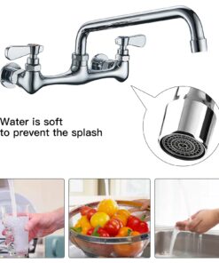 Kitchen Faucet Wall Mount Commercial Sink Faucet Kitchen Utility Laundry 8 Inch Swivel Spout 2 Dual Handle Restaurant Chrome Mixer Tap 19 71OOAt9dtiL