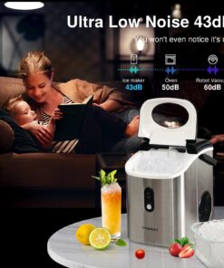 Nugget Ice Makers Countertop, 33 Lbs/Day Sonic Ice Maker, Countertop Ice Maker with Tooth-Friendly Chewable Ice, Soft Pebble Ice Maker with Self-Cleaning Function, VIVIDMOO 30 71OOlZOdE7L