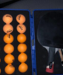 JOOLA Tour Carrying Case - Ping Pong Paddle Case with 18 40mm 3 Star Competition Ping Pong Balls and Space for Storing 2 Standard Table Tennis Rackets - Durable High Density Case with EVA Foam Lining Blue 22 71OOsjgVZeL