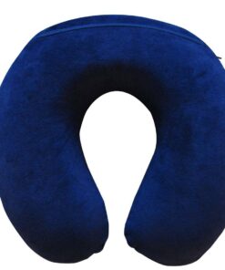 TravelMate Memory Foam Neck Pillow - Adjustable Thickness for Best Comfort, Dark Blue 27 71OPanMT2nL