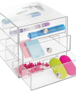 iDesign Plastic Divided 3-Drawer Vanity & Countertop Organizer – 7" x 6.5" x 6.5”, Clear 3 Drawer 31 71OQogHXjAL