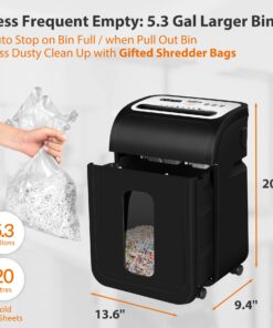 Paper Shredder for Home Office,VidaTeco 14-Sheet 60-Mins Micro Cut Shredder with US Patented Blade,Shred Card/CD/Clip/Staple,Shredder for Home Use Heavy Duty,AUTO Jam Proof,5.3-Gallon Pullout Bin(ETL) P4 14 Sheet 22 71OShc9P8EL