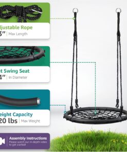 Sorbus Saucer Tree Swing- Kids Outdoor Disc Round Swing - 24" Heavy Duty 220lbs Seat- Easy Install Flying Saucer Web Circle Swing- Perfect for Gift,Playground, Birthday, Xmas, IndoorOutdoor Tire Swing Net Seat 24 inch 19 71OTsXpd3uL