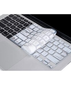 MOSISO Silicone Keyboard Cover Compatible with MacBook Air 13 inch A1466 A1369 2010-2017&Compatible with MacBook Pro 13/15 inch (with/Without Retina Display, 2015 or Older Version), White Marble 18 71OUGs815QS 1