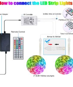 Tenmiro 65.6ft Led Strip Lights, Ultra Long RGB 5050 Color Changing LED Light Strips Kit with 44 Keys Ir Remote Led Lights for Bedroom, Kitchen, Home Decoration 39 71OUfnWA8L