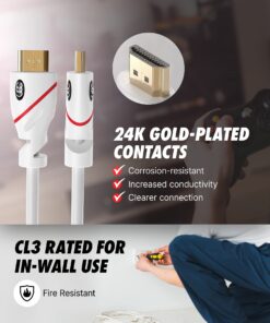 HDMI Cable 50 ft - in-Wall High Speed HDMI Cord - CL3 Rated - Supports 4K, 3D, Full HD, 2160p with Ethernet - Audio Return - Latest Version - 50 Feet (15.2 Meters) 4K 50ft 18 71OWj8Z0ulS