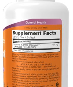 NOW Supplements, Ubiquinol 100 mg, High Bioavailability (the Active Form of CoQ10), 120 Softgels 120 Count (Pack of 1) 11 71OXPI3iAHL