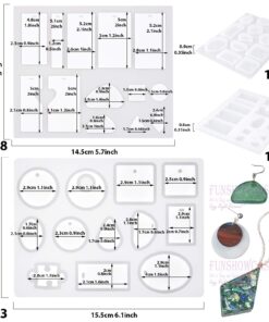 Funshowcase Cabochon Gemstone Jewelry Silicone Mold with Hole for Polymer Clay, Crafting, Epoxy, Pendant Earrings Making 2 in Set 7 71OXu4xaW4L