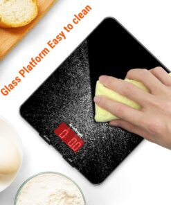 AccuWeight 201 Digital Multifunction Meat Food Scale with LCD Display for Baking Kitchen Cooking, 11lb Capacity by 0.1oz, Tempered Glass Black 36 71OY3i6ksL