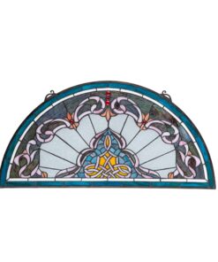 Design Toscano Lady Astor Demi-Lune Stained Glass Window Hanging Panel, 32 Inch, Amethyst Moon, 0.50" x 33.50" 14 71OY51BNwL