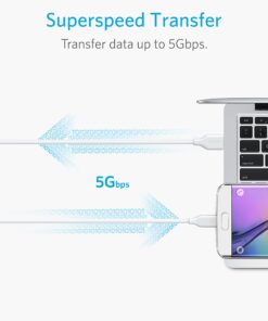 Alternative view of Anker USB C Cable, Powerline USB 3.0 to USB C Charger Cable (3ft) with 56k Ohm Pull-up Resistor for Samsung Galaxy Note 8, S8, S8+, S9, Oculus Quest, Sony XZ, LG V20 G5 G6, HTC 10 (White) 3ft White 1