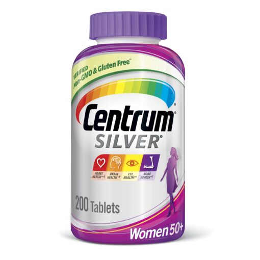 Centrum Silver Women's Multivitamin for Women 50 Plus, Multivitamin/Multimineral Supplement with Vitamin D3, B Vitamins, Calcium and Antioxidants, Gluten Free, Non-GMO Ingredients - 200 Count 200 Count (Pack of 1)