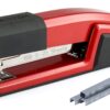 Bostitch Office Epic Metal 3 in 1 Stapler, 25 Sheet Capacity, Includes 210 Staples in Staple Storage Compartment & Integrated Remover, Red
