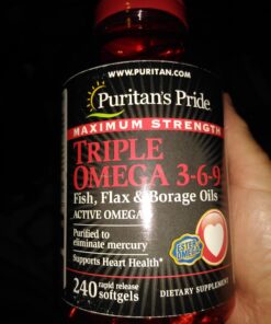 Puritan's Pride Triple Omega 3-6-9 Fish, Flax and Borage, supports healthy joints Yellow 240 Count (Pack of 1) 43 71Oaeg8bitL