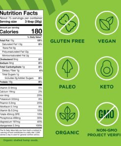 Organic Hemp Seeds, 5 lb; 10g Plant Based Protein and 12g Omega 3 & 6 per Srv | smoothies, yogurt & salad | Non-GMO, Vegan, Keto, Paleo, Gluten Free| Manitoba Harvest 5 Pound (Pack of 1) 11 71OakKp AhL