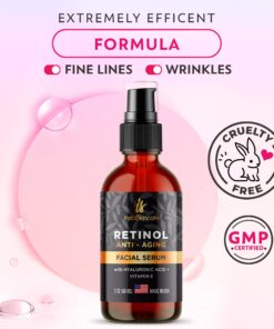 DOUBLE SIZED (2Oz) Retinol Serum for Face with Hyaluronic Acid + Vitamin E and A + Aloe Vera Anti-Aging Serum Pore Tightener Fade Dark Spots Clinical Strength Formula by InstaSkincare 2 Fl Oz (Pack of 1) 22 71OcfyhRUqL