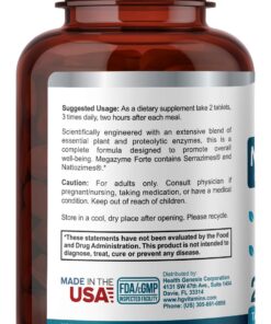 Alternative view of Megazyme Forte 200 Tablets - Natural Plant Proteolytic Enzymes Nattozimes Serrazimes Supports Digestive System Immune Health