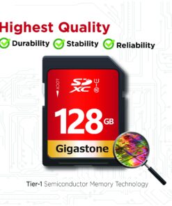 Gigastone SDXC Memory Card 128GB (2 Pack) Premium Series 80MB/s Speed Compatible with Photos, Videos, Music, Camcorder, Camera, PC, U1 UHS-I Class 10 for UHD Video, with 2 Mini Case 2 x 128GB Cards 16 71OgLdoqWKL