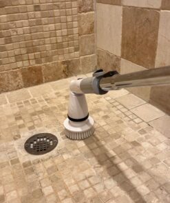 Electric Spin Scrubber, Cordless Power Brush Floor Scrubber with Adjustable Extension Arm and 4 Replaceable Bathroom Cleaning Brush Heads, Ideal for Tub, Tile, and Floor Cleaning White 44 71OgxUqNZkL