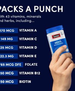 Swisse Ultivite Daily Multivitamin for Men | 50 Vitamins, Antioxidants and Minerals + Adaptogens | Energy, Stress & Immune Support | Mens Multivitamins Supplement | 120 Tablets Men's Multivitamins - 120 count Multicolor 19 71Ogy3hCLeL 1