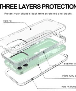 Alternative view of Anuck Case for iPhone 12 Case, for iPhone 12 Pro Case, Crystal Clear Heavy Duty Defender Phone Case 3 Layer Shockproof Full-Body Protective Case Hard PC Shell & Soft TPU Bumper Cover 6.1'' - Clear