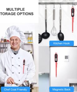 Lonicera Instant Read Digital Meat Thermometer for Food, Bread Baking, Water and Liquid. Waterproof and Long Probe with Meat Temp Guide for Cooking, Display with Backlit (Red) 16 71OhVxsvjZL