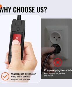 Joinfworld 2 Ft Extension Cord with Switch Outdoor 14AWG 3 Prong Switched Extension Cord 15A 125V Waterproof Lighted Extension Cord Inline Switch for Electrical Equipment 24 71OiD9azZHL