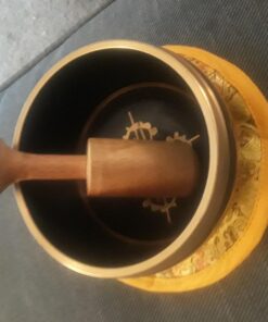 4" Exquisite Tibetan Singing Bowl Set for Meditation ~ Auspicious Eight Lucky Symbols, Buddha Eye & Dorje Painted ~ Silk Cushion & Wooden Mallet Included ~Handmade in Nepal by Thamelmart 33 71Oj1N3YH3L