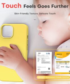 TOCOL 5 in 1 for iPhone 14 Case, with 2 Pack Screen Protector + 2 Pack Camera Lens Protector, Liquid Silicone Phone Case for iPhone 14, Yellow for iPhone 14 6.1" 10 71OjmcVknTL