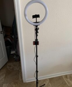 GearLight Ring Light - 10" Selfie Tripod Stand with LED Lights, Dual Phone Holders, Adjustable Height and Lighting for Recording, Makeup & Photography - Cute Room Decor Stuff & Gifts For Teen Girls 10 inch 38 71OjyYU45hL